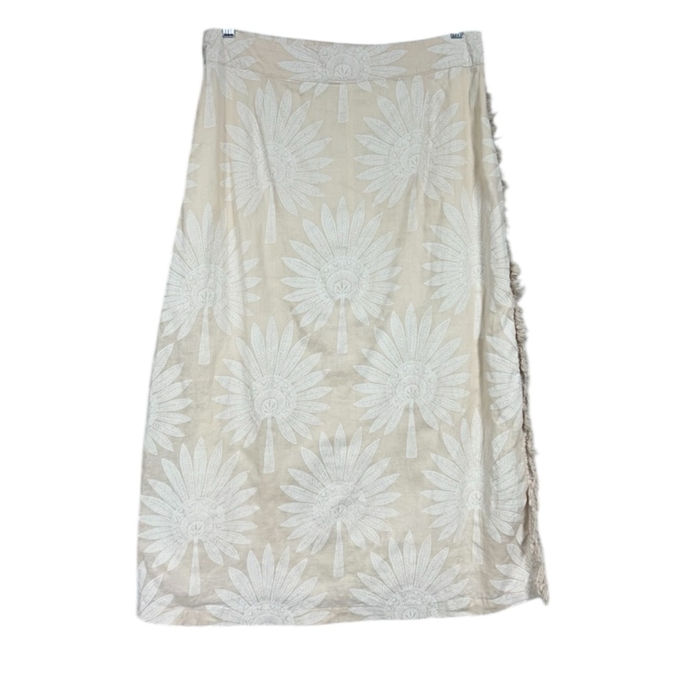 Spartina Kai Linen Shirt & Kade Linen Skirt Callawassie Palmetto Tan Fringe Sz M - Picture 10 of 16